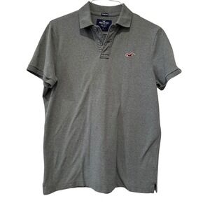 Hollister Y2K‎ Epic Flex Stretch Polo Shirt Men's Gray Short Sleeve Casual Large